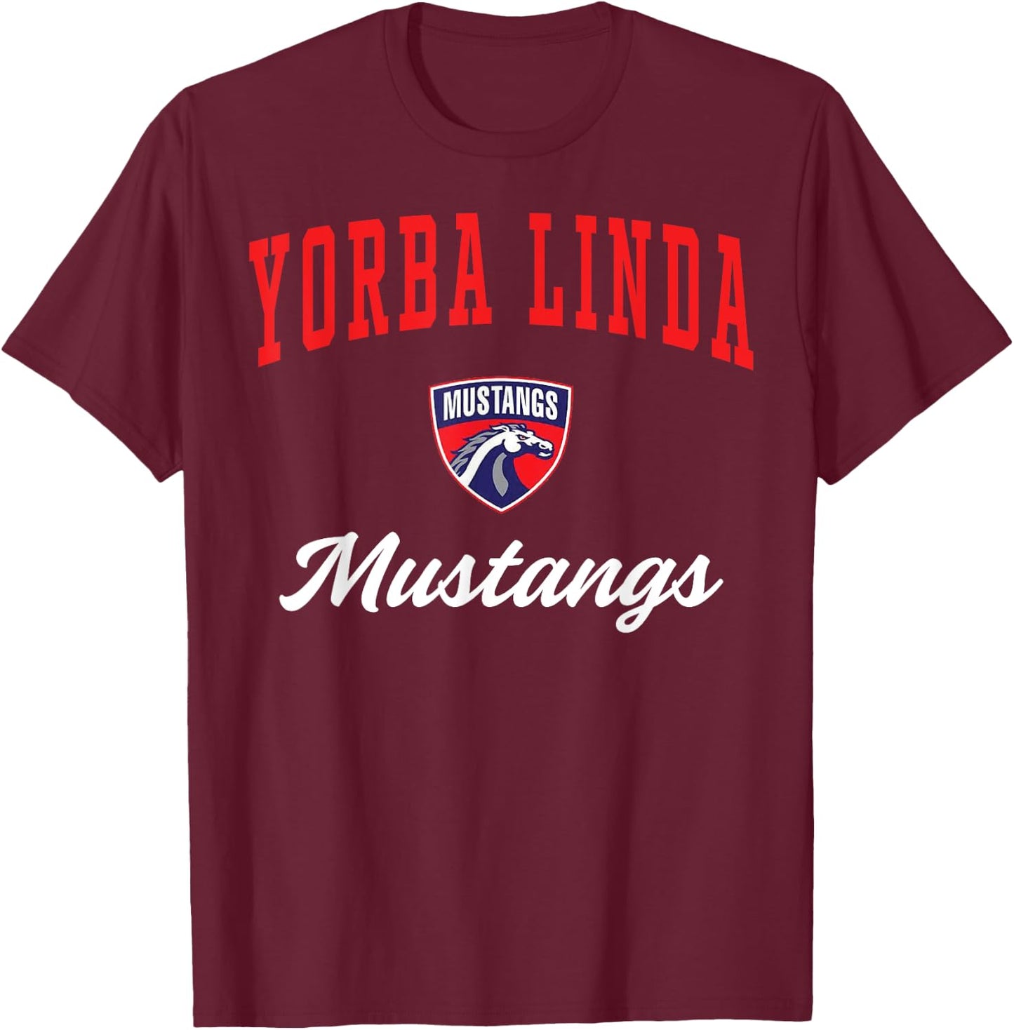 Yorba Linda High School Mustangs C3 T-Shirt - T-Shirt | Maroon