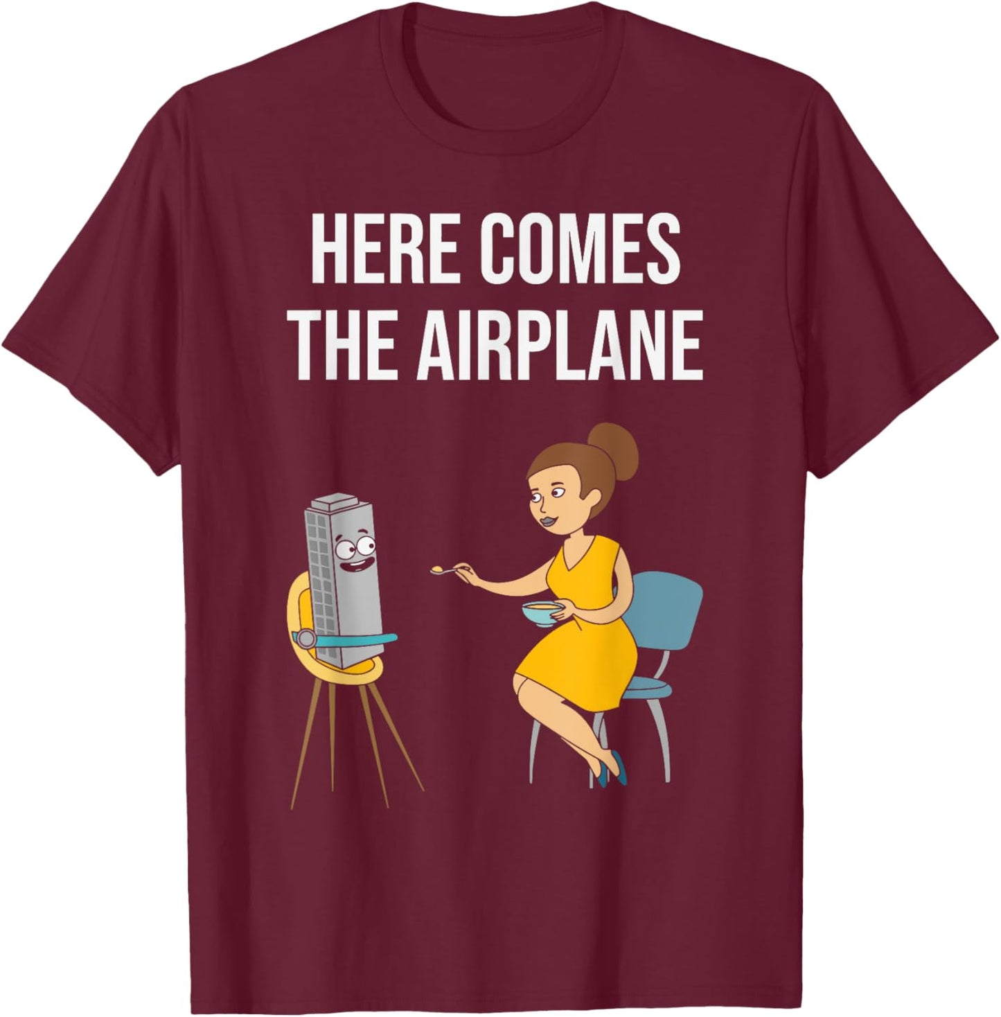 Here Comes The Airplane T-Shirt - T-Shirt | Maroon