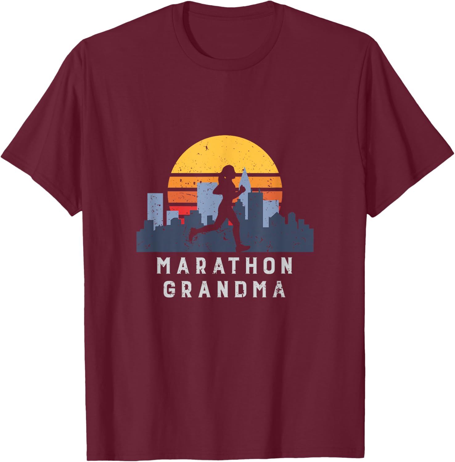 Marathon Run Grandma Vintage Retro T-Shirt - T-Shirt | Maroon