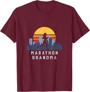 Marathon Run Grandma Vintage Retro T-Shirt - T-Shirt | Maroon