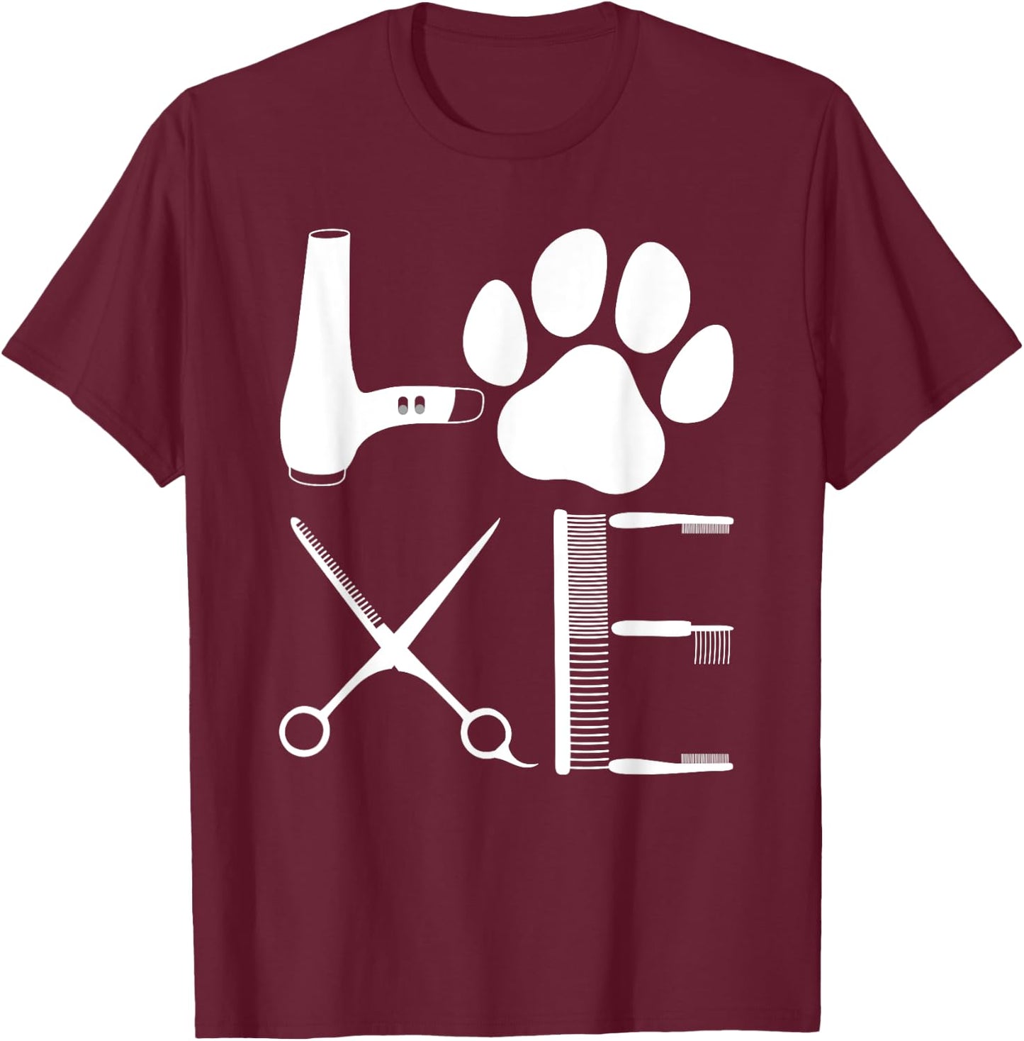 Cool Dog Groomer Women Pet Grooming Puppy Dog Owner T-Shirt - T-Shirt | Maroon