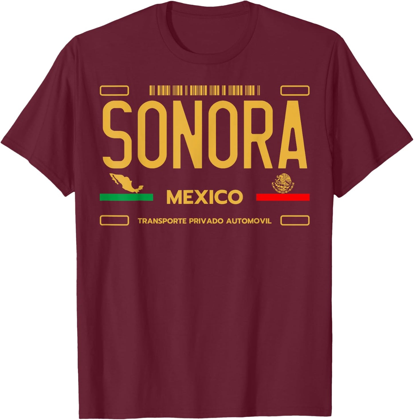 Sonora License Plate Aesthetic, Sonora T-Shirt - T-Shirt | Maroon