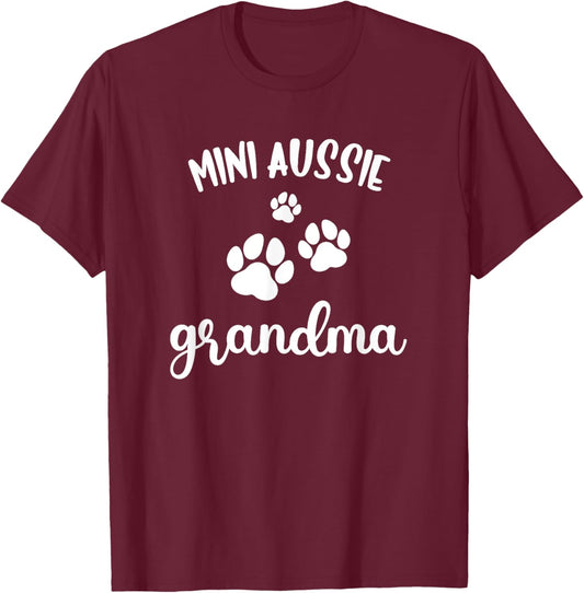 Mini Aussie Grandma Cute Dog Miniature Australian Shepherd T-Shirt - T-Shirt | Maroon