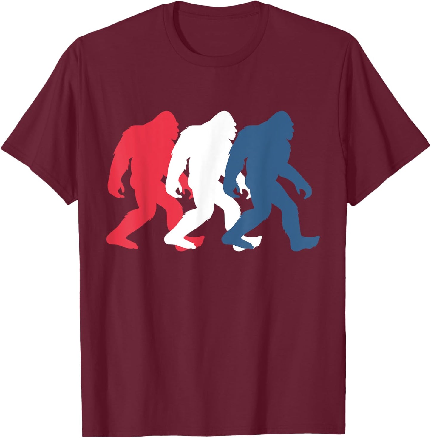 4th of July Bigfoot Red White and Blue Gift Sasquatch Merica Women Kids Men T-Shirt - T-Shirt | Maroon