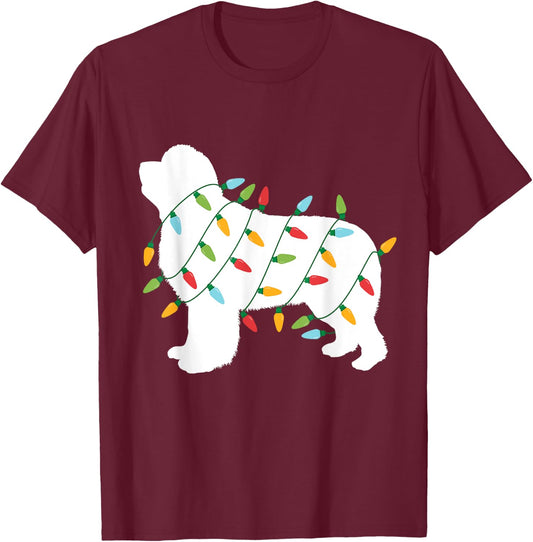 Christmas Lights Newfoundland T Shirt Gifts for Dog Lovers T-Shirt - T-Shirt | Maroon