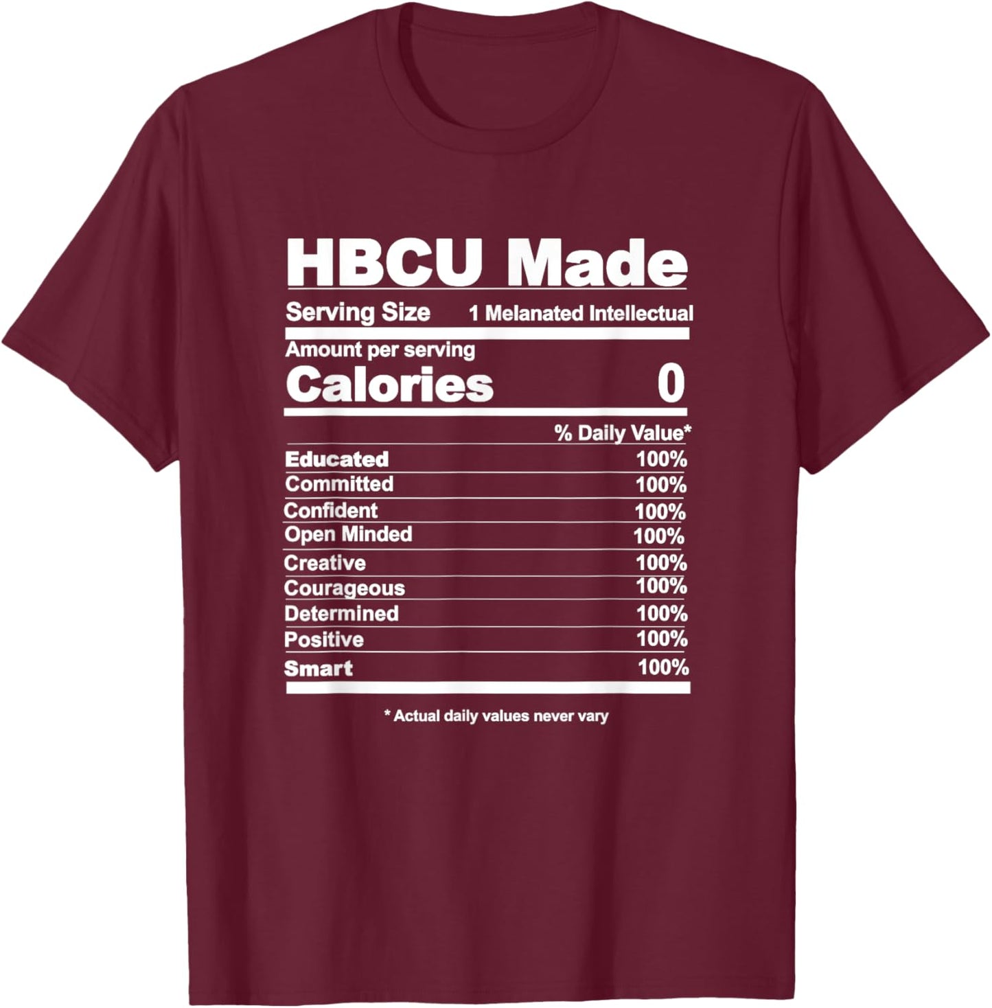 HBCU Made HBCU Nutritional facts T-Shirt - T-Shirt | Maroon