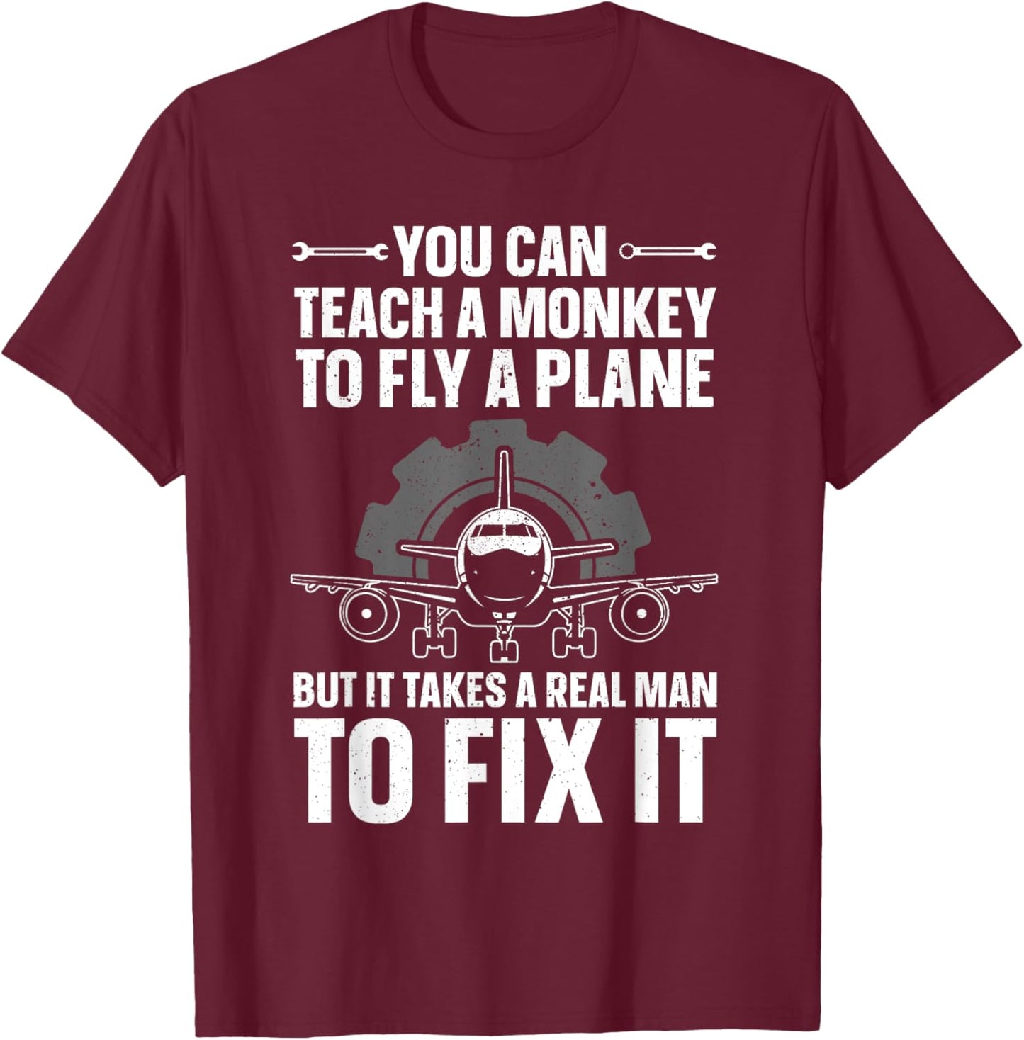 Funny Aircraft Mechanic Art Boys Aircraft Technician T-Shirt - T-Shirt | Maroon