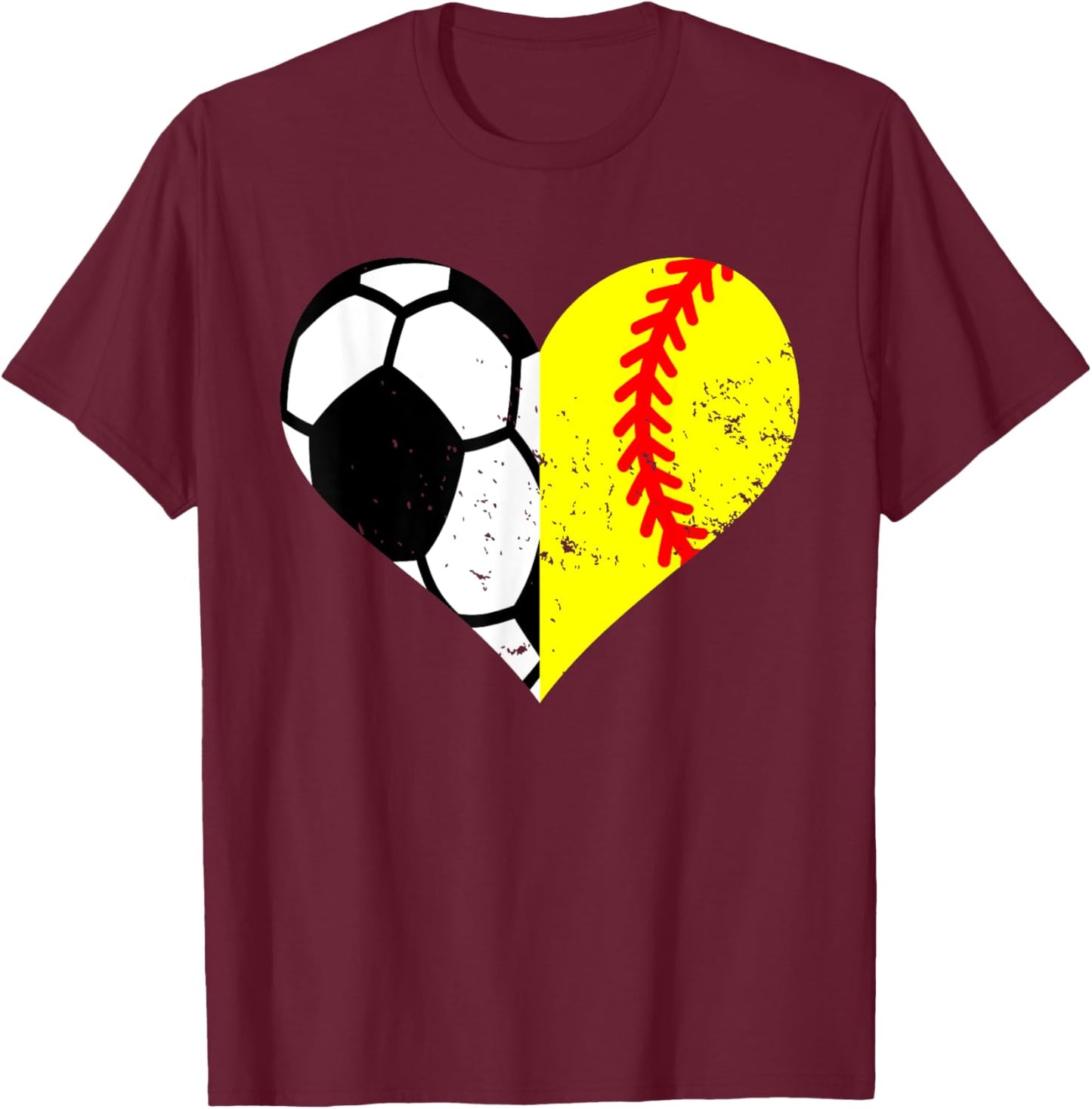 Soccer Softball Heart Funny Soccer Softball Mom T-Shirt - T-Shirt | Maroon