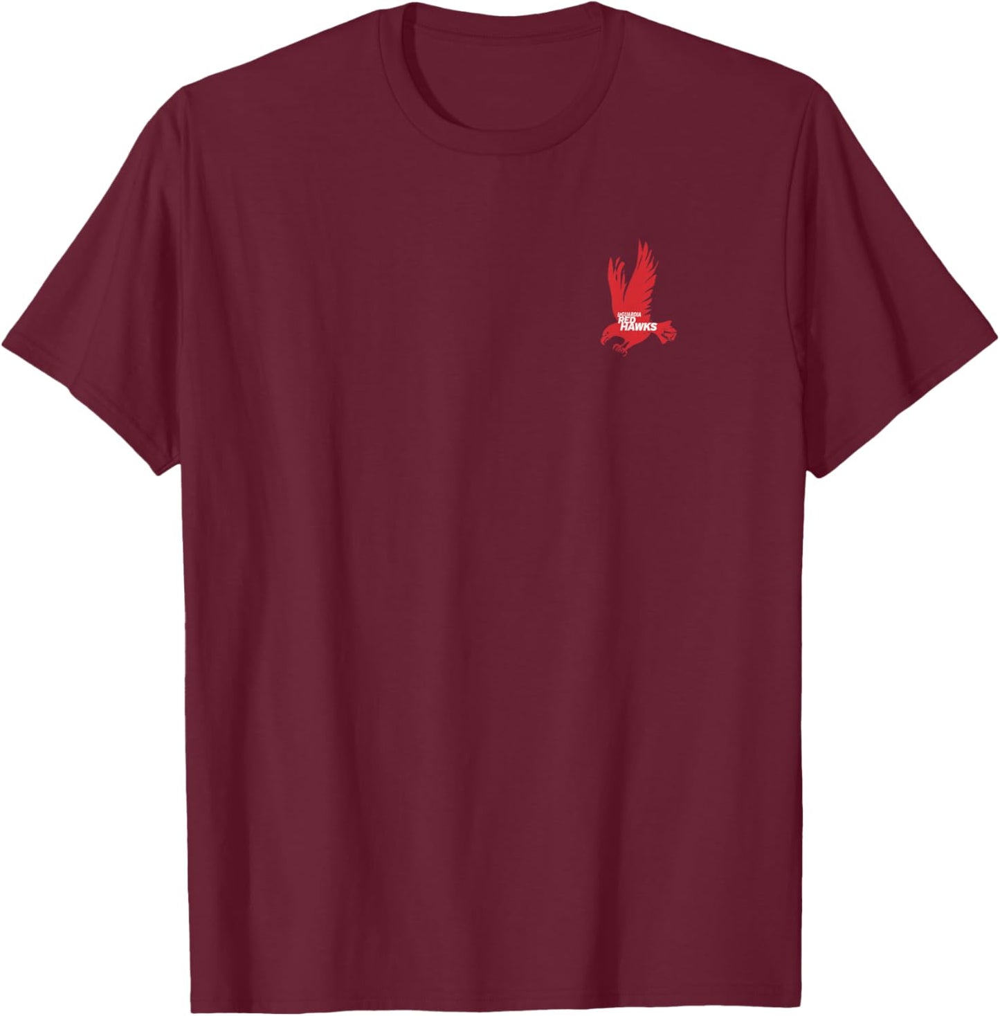 LaGuardia Community College Red Hawks Primary Left Chest T-Shirt - T-Shirt | Maroon