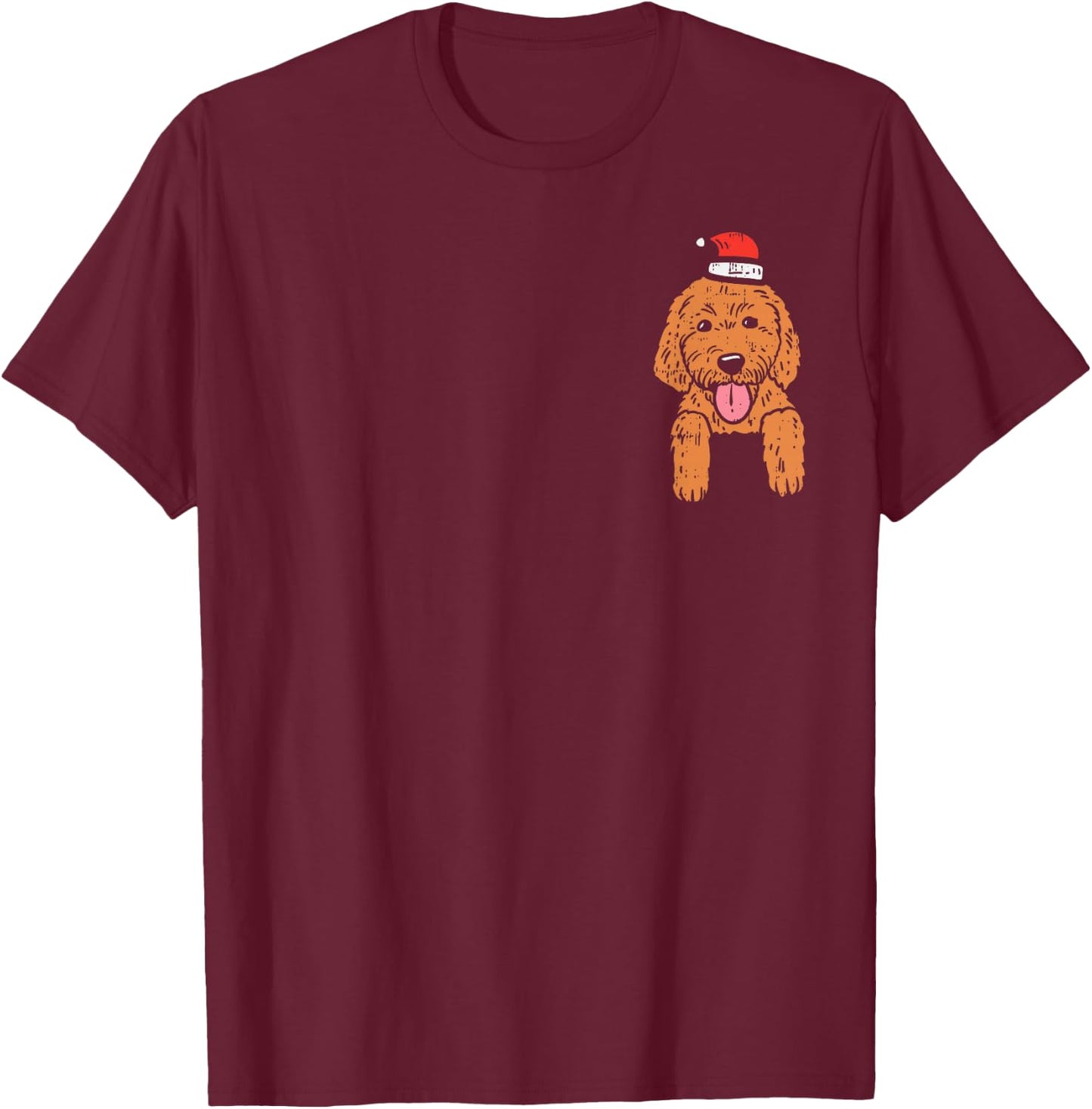 Pocket Goldendoodle Santa Hat Christmas Animal Pet Dog PJ T-Shirt - T-Shirt | Maroon