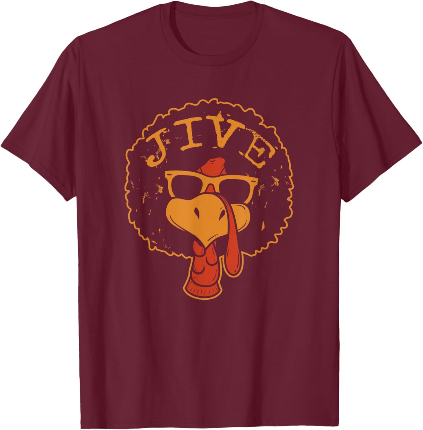Jive Thanksgiving Turkey Funny 70s Retro Afro Turkey T-Shirt - T-Shirt | Maroon