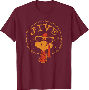 Jive Thanksgiving Turkey Funny 70s Retro Afro Turkey T-Shirt - T-Shirt | Maroon