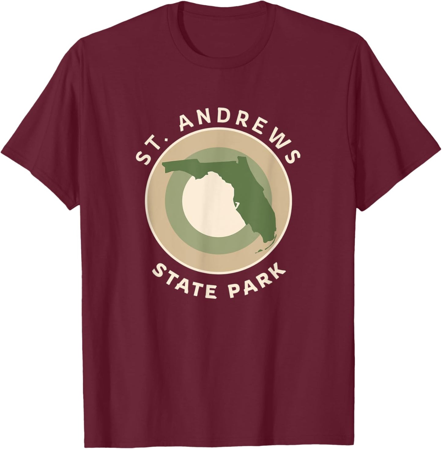 St Andrews State Park Florida FL Bullseye Trip Souvenir T-Shirt - T-Shirt | Maroon