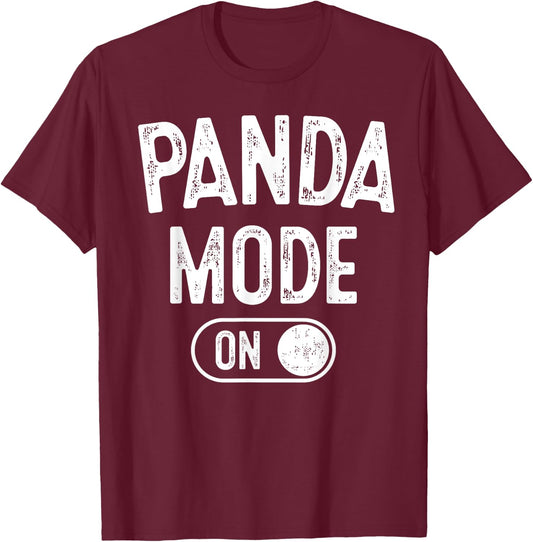 Panda Mode On Costume Funny Animal Lover Gift T-Shirt - T-Shirt | Maroon