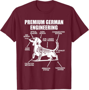 Funny Dachshund Wiener Weiner Dachshund Engineering German T-Shirt - T-Shirt | Maroon