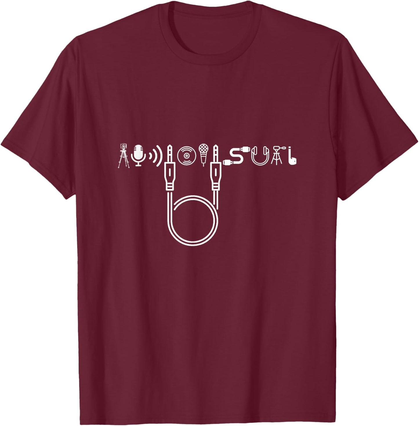 AV Tech Audiovisual Audio Visual Spelled with Symbols T-Shirt - T-Shirt | Maroon