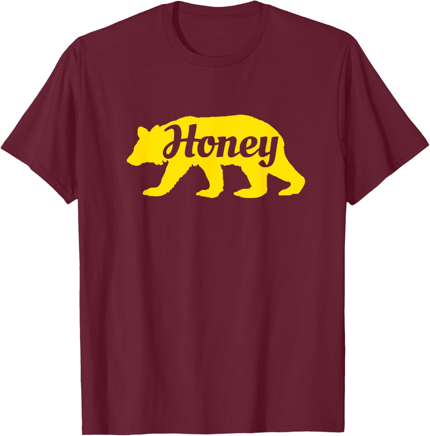 Honey Bear Funny Silhouette T-Shirt - T-Shirt | Maroon