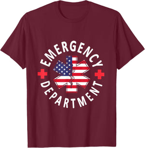 Emergency Department 4th of July USA Emergency Room Nurse T-Shirt - T-Shirt | Maroon