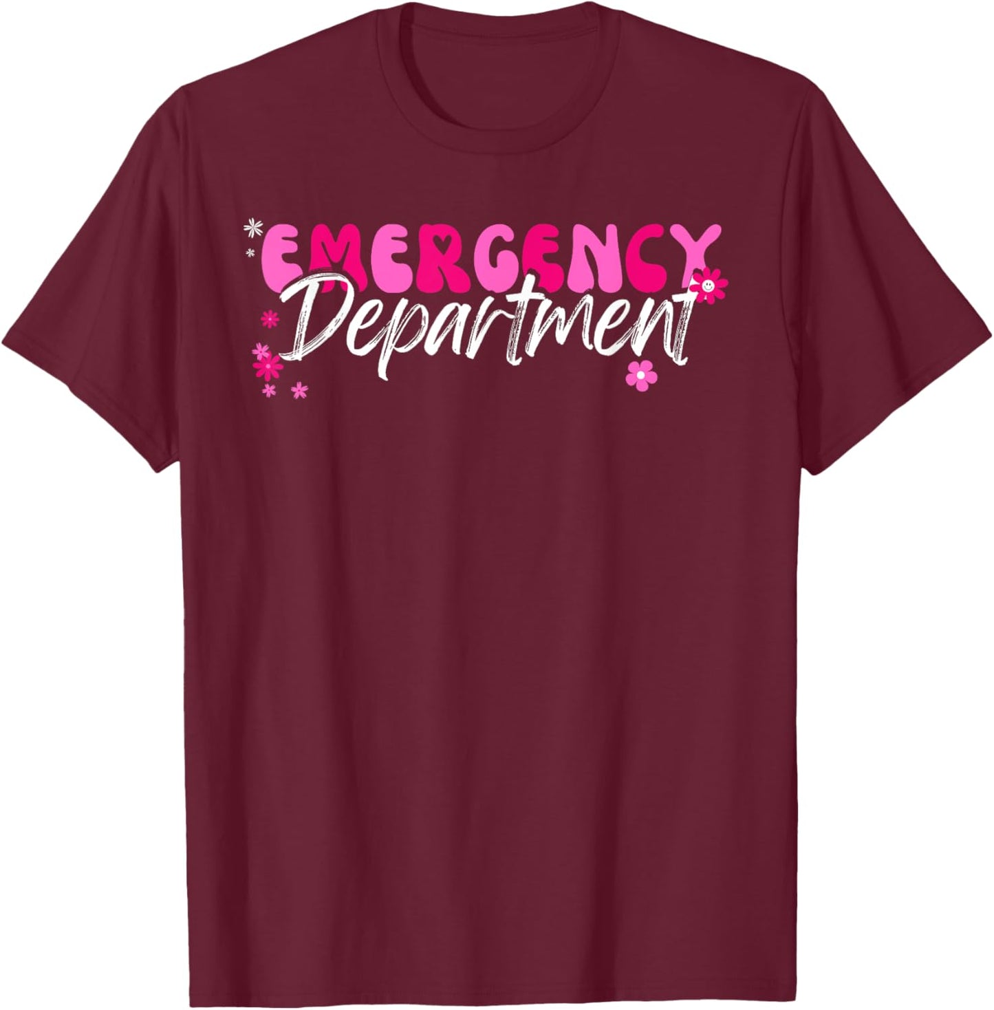 Emergency Department Funny Nurse Gifts. -Adults Emergency Department Modern Black Short Sleeve Classic Fit T-Shirt - T-Shirt | Maroon