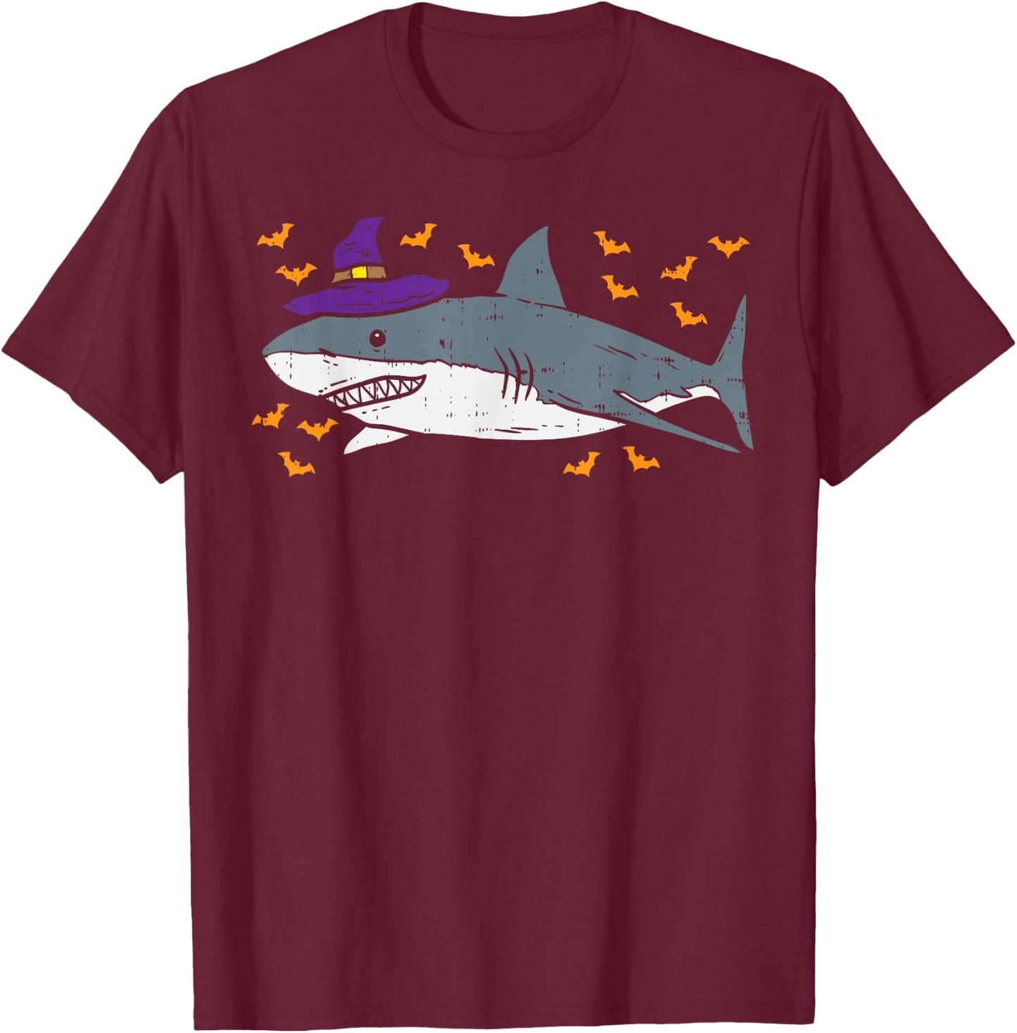 Shark Witch Funny Animal Halloween Men Women Kids Gift T-Shirt - T-Shirt | Maroon