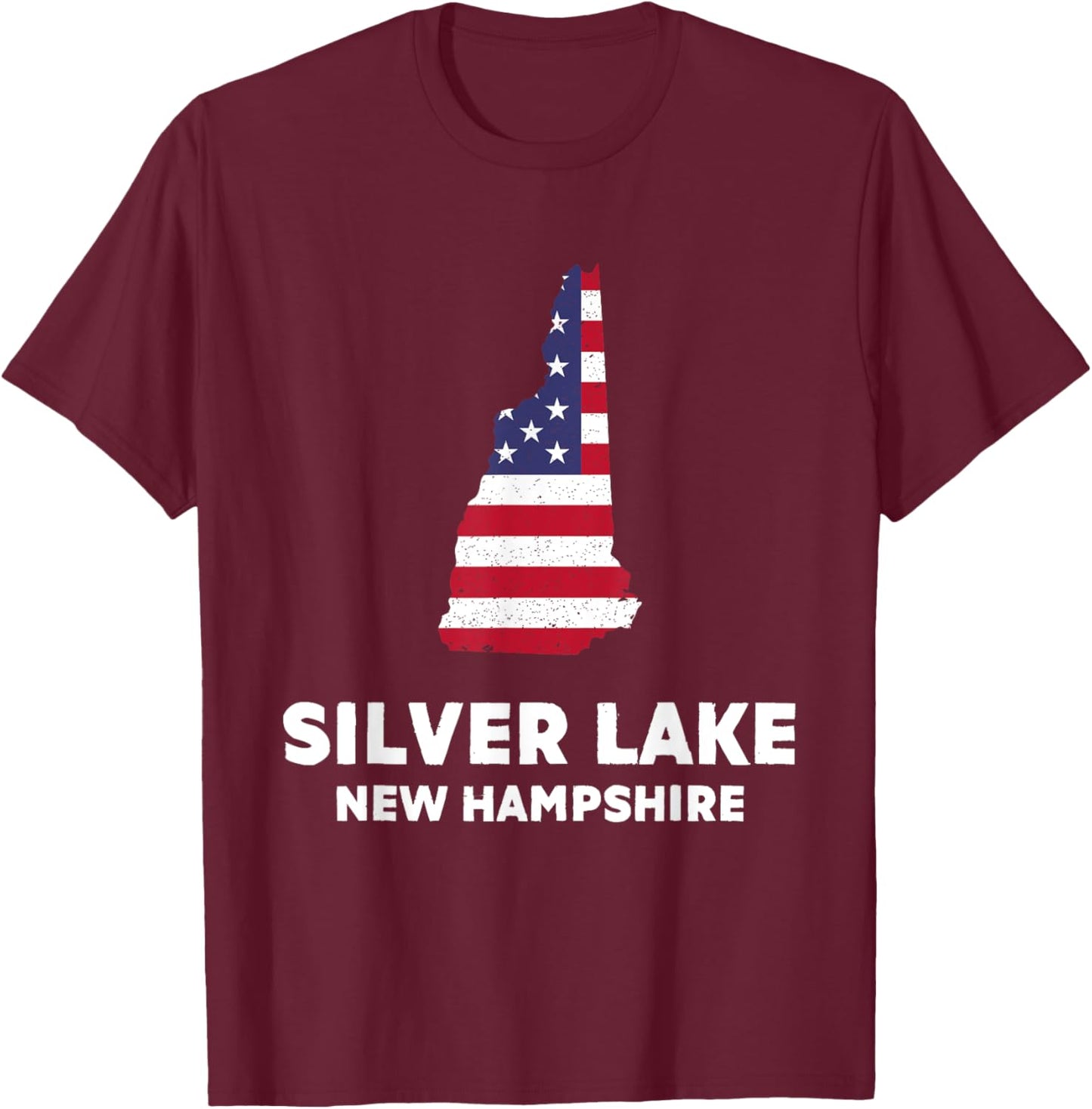 Distressed Patriotic USA Flag Silver Lake, New Hampshire Men T-Shirt - T-Shirt | Maroon