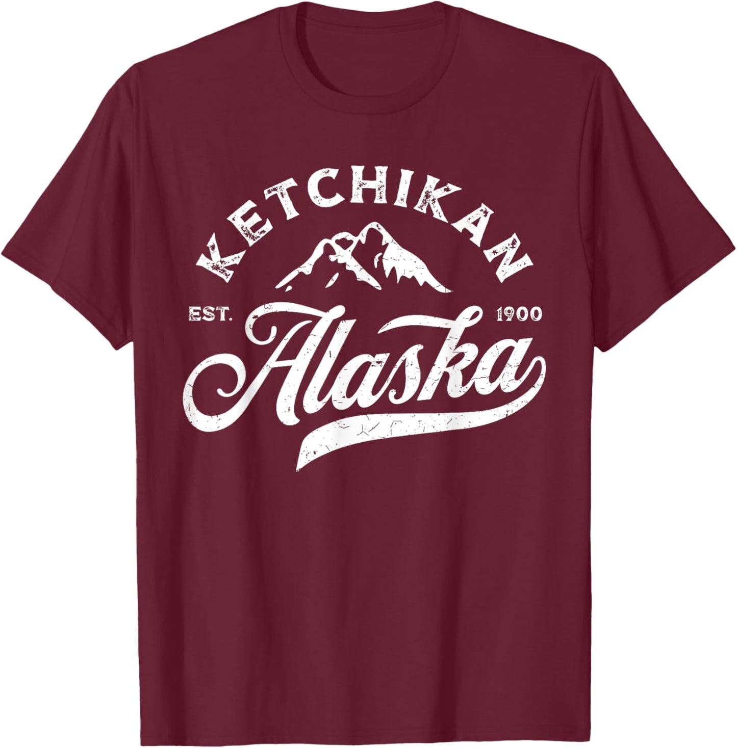 Ketchikan Alaska AK Mountains Vintage Vacation Souvenir T-Shirt - T-Shirt | Maroon