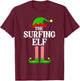 Surfing Elf Family Matching Group Funny Christmas T-Shirt - T-Shirt | Maroon