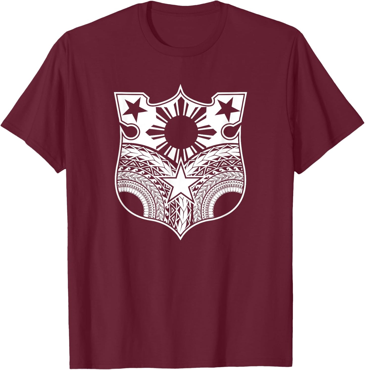Vintage Tribal Filipino flag shirt - Filipino Heritage T-Shirt - T-Shirt | Maroon