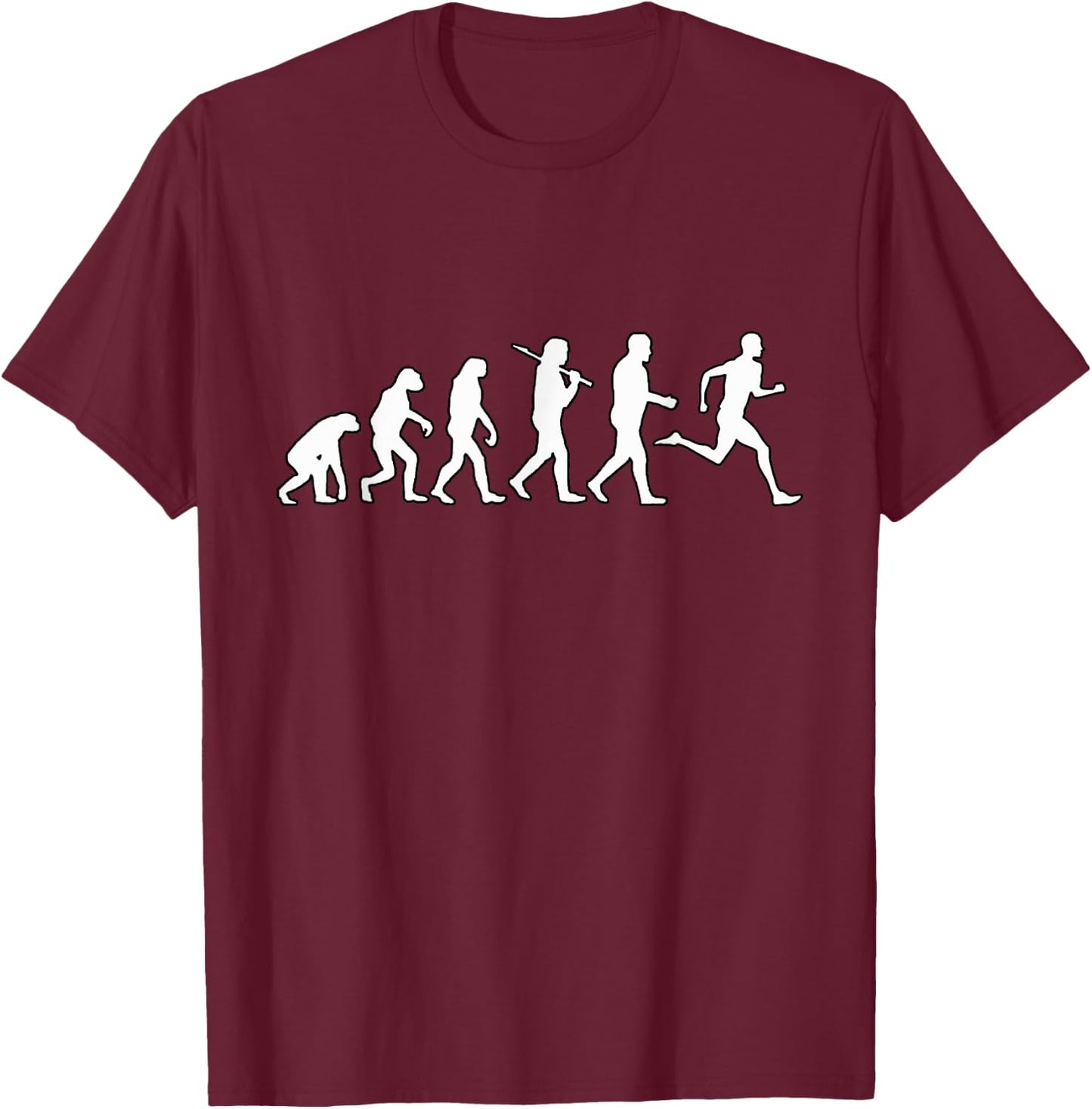 Funny Evolution Of Man - Track Running Runner's T-Shirt - T-Shirt | Maroon
