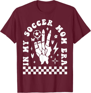 Funny Soccer Mama Skeleton Hand in My Soccer Mom Era T-Shirt - T-Shirt | Maroon