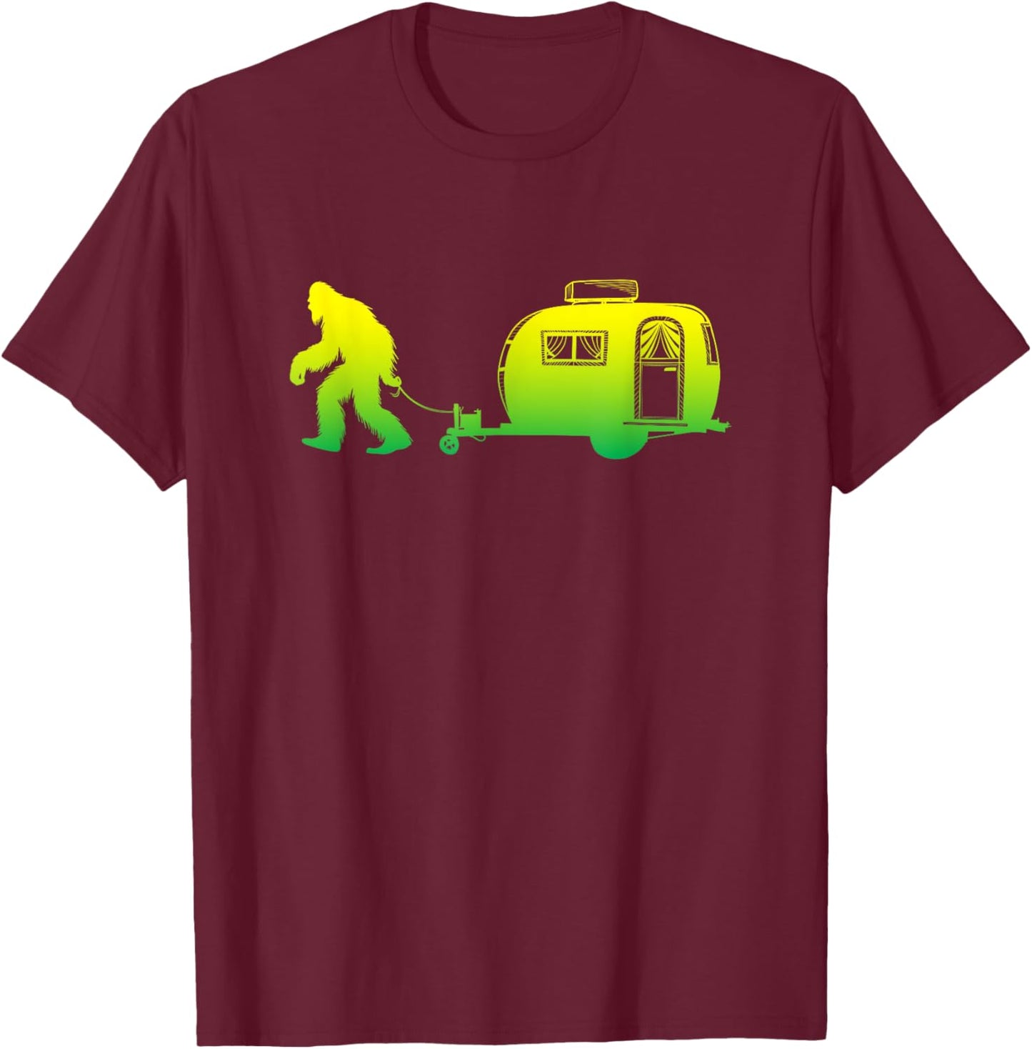 Bigfoot RV Motorhome Camping Sasquatch Campervan Graphic T-Shirt - T-Shirt | Maroon