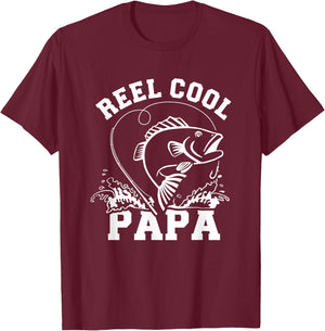 Reel cool Papa dad fishing T-Shirt - T-Shirt | Maroon