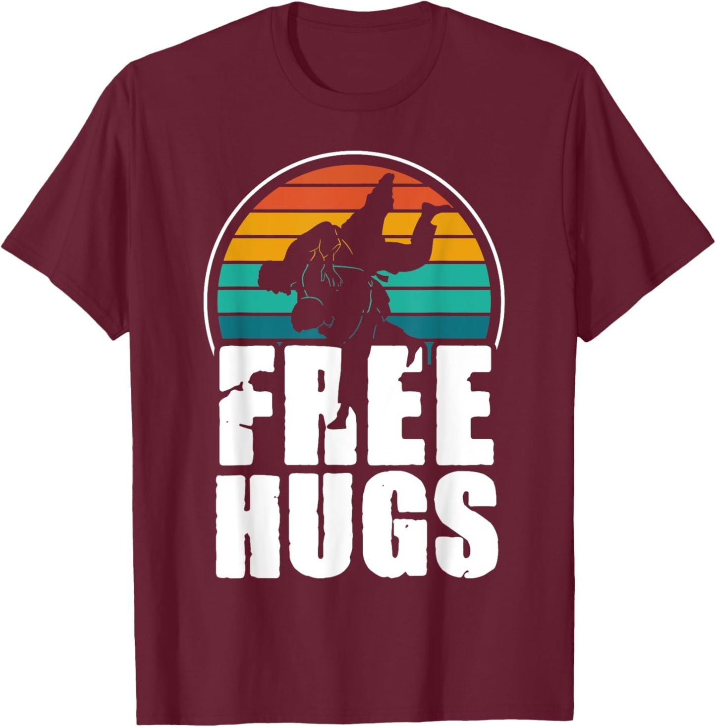 Vintage Retro Free Hugs - Cool Jiu Jitsu BJJ Martial Arts T-Shirt - T-Shirt | Maroon