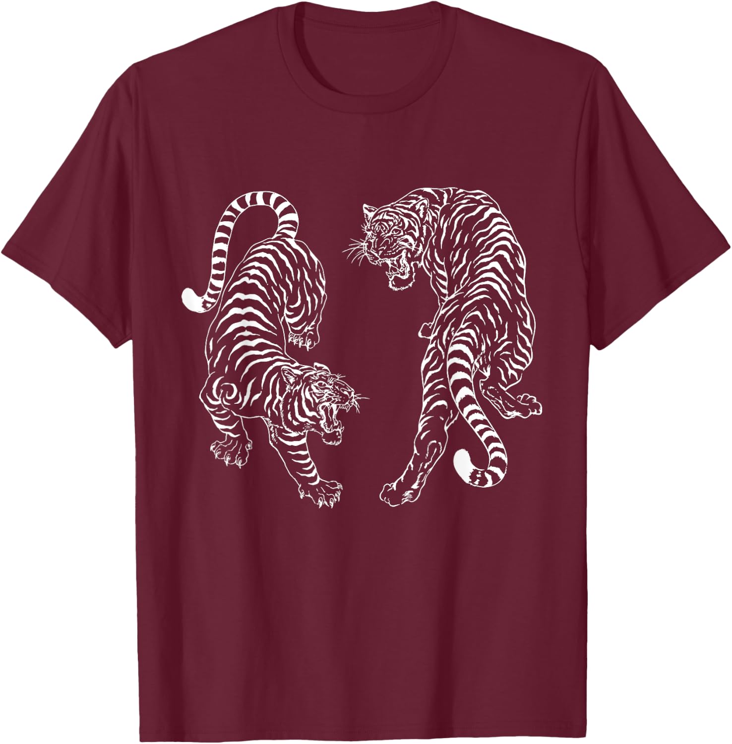 Thai Tattoo Twin Tiger Sak Yant Muay Thai Thailan Thailand T-Shirt - T-Shirt | Maroon