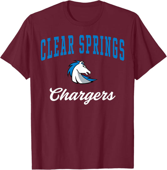 Clear Springs High School Chargers C3 T-Shirt - T-Shirt | Maroon