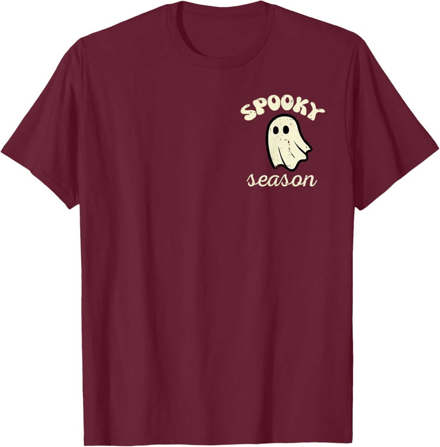 Halloween Ghost Spooky Season Costume Pocket Men Women Kids T-Shirt - T-Shirt | Maroon