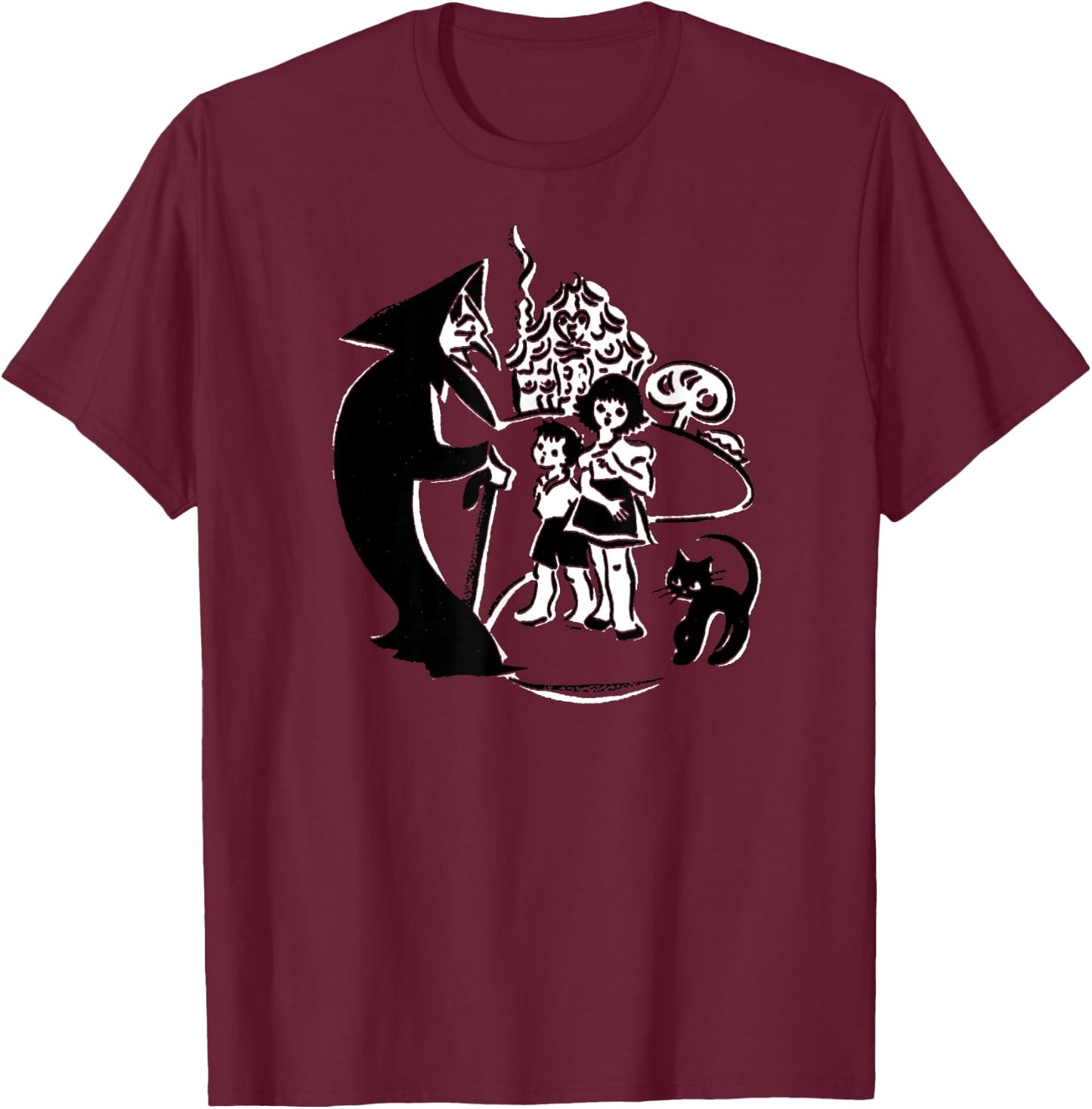 Vintage Fairytales Old Wicked Witch Hansel and Gretel T-Shirt - T-Shirt | Maroon