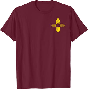 Retro New Mexico Zia Sun Symbol Apparel Yellow Zia Sun Alone T-Shirt - T-Shirt | Maroon