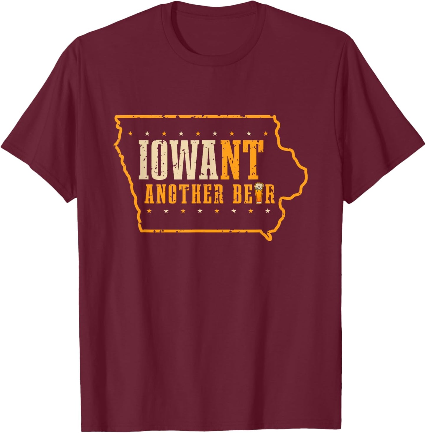 Iowa State Map USA Flag Beer Drinking Funny Men T-Shirt - T-Shirt | Maroon