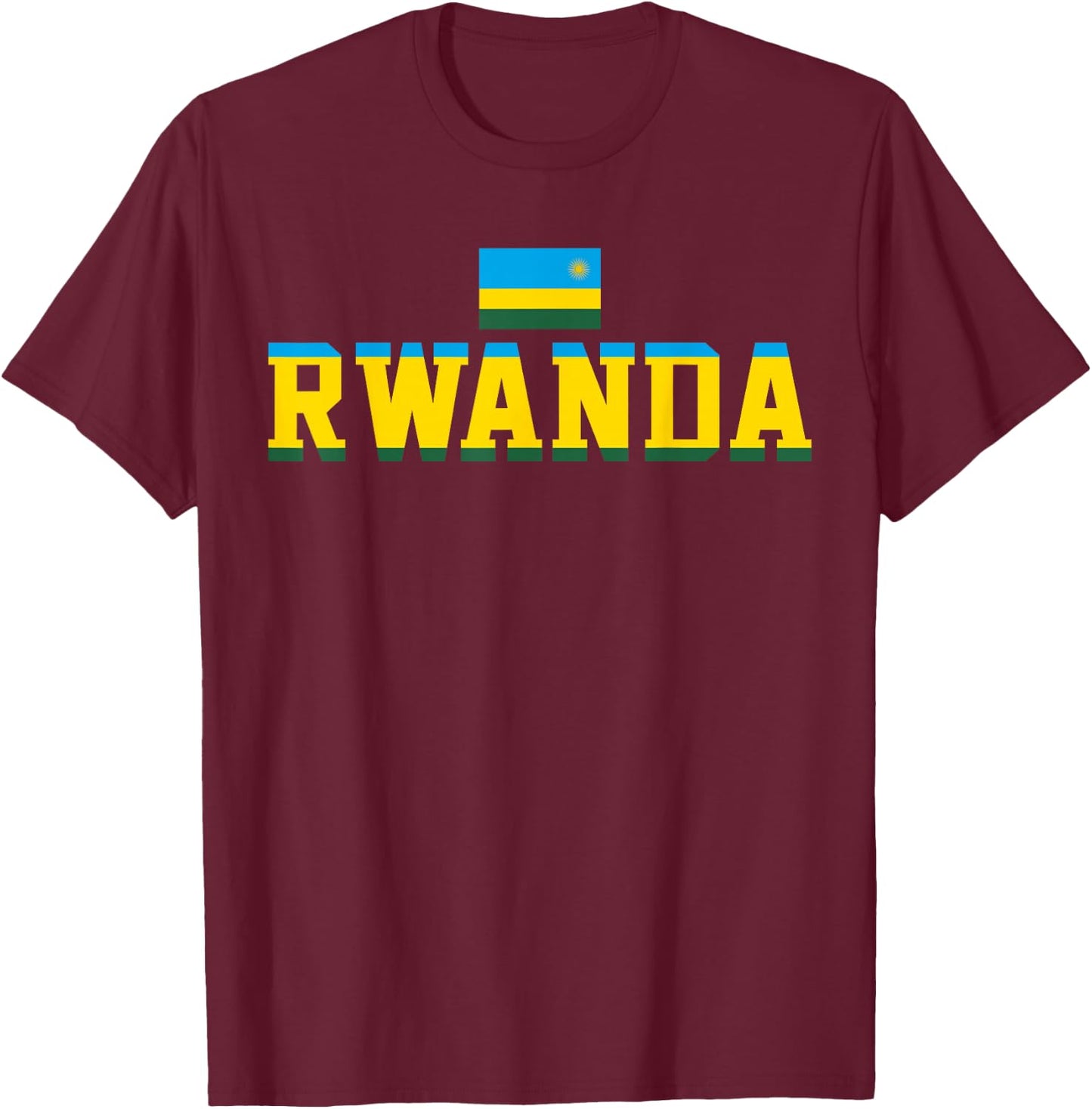 Rwanda Shirt National Africa Rwandan Flag T-Shirt - T-Shirt | Maroon