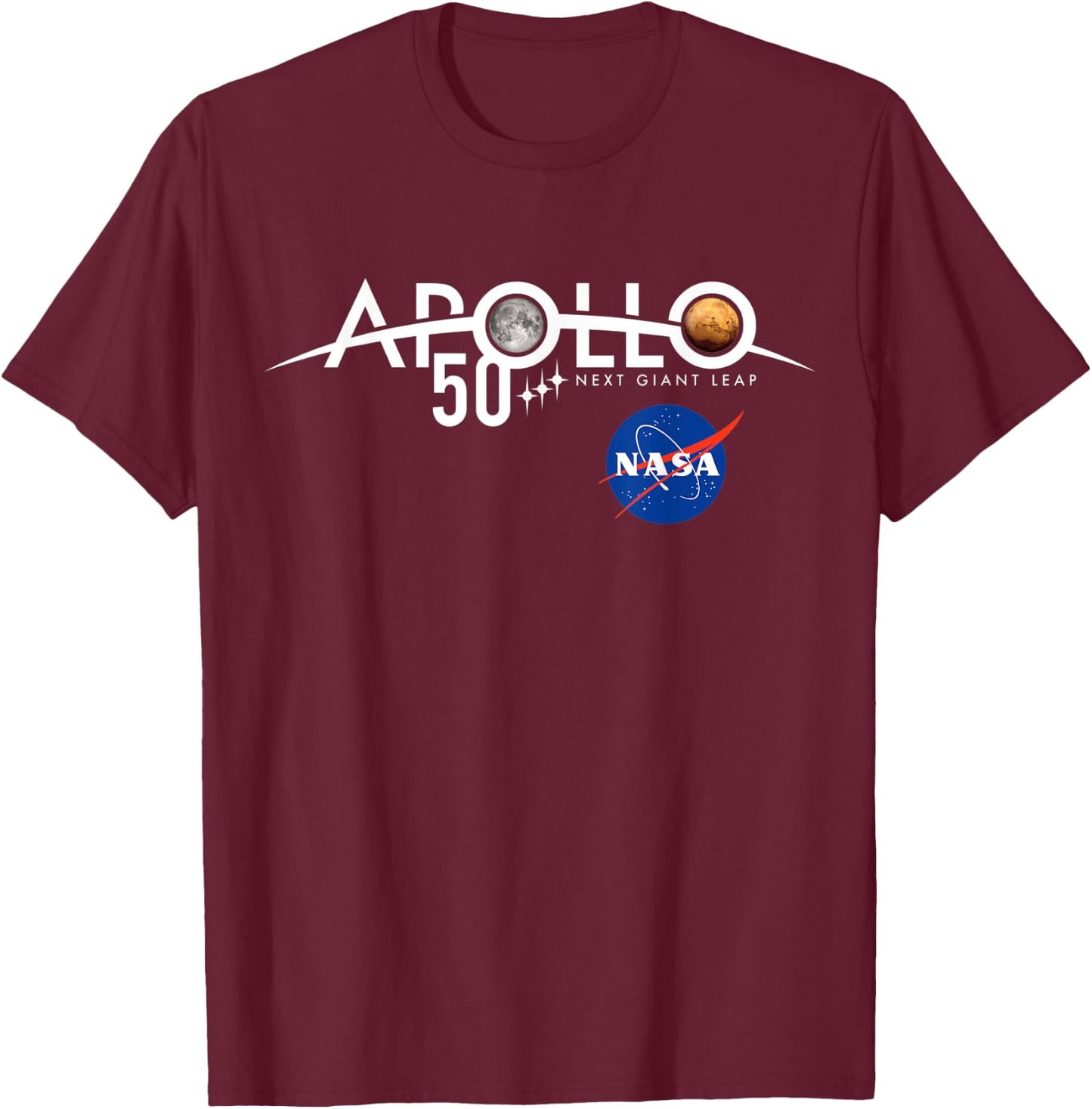 Apollo 11 50th Anniversary Logo Design - NASA Space T-Shirt - T-Shirt | Maroon