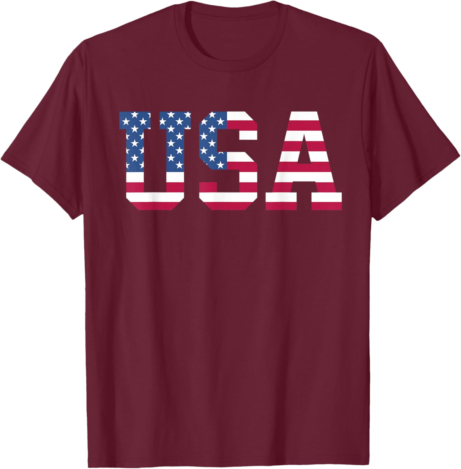 USA American Flag Patriotic Red White Blue Stars & Stripes T-Shirt - T-Shirt | Maroon