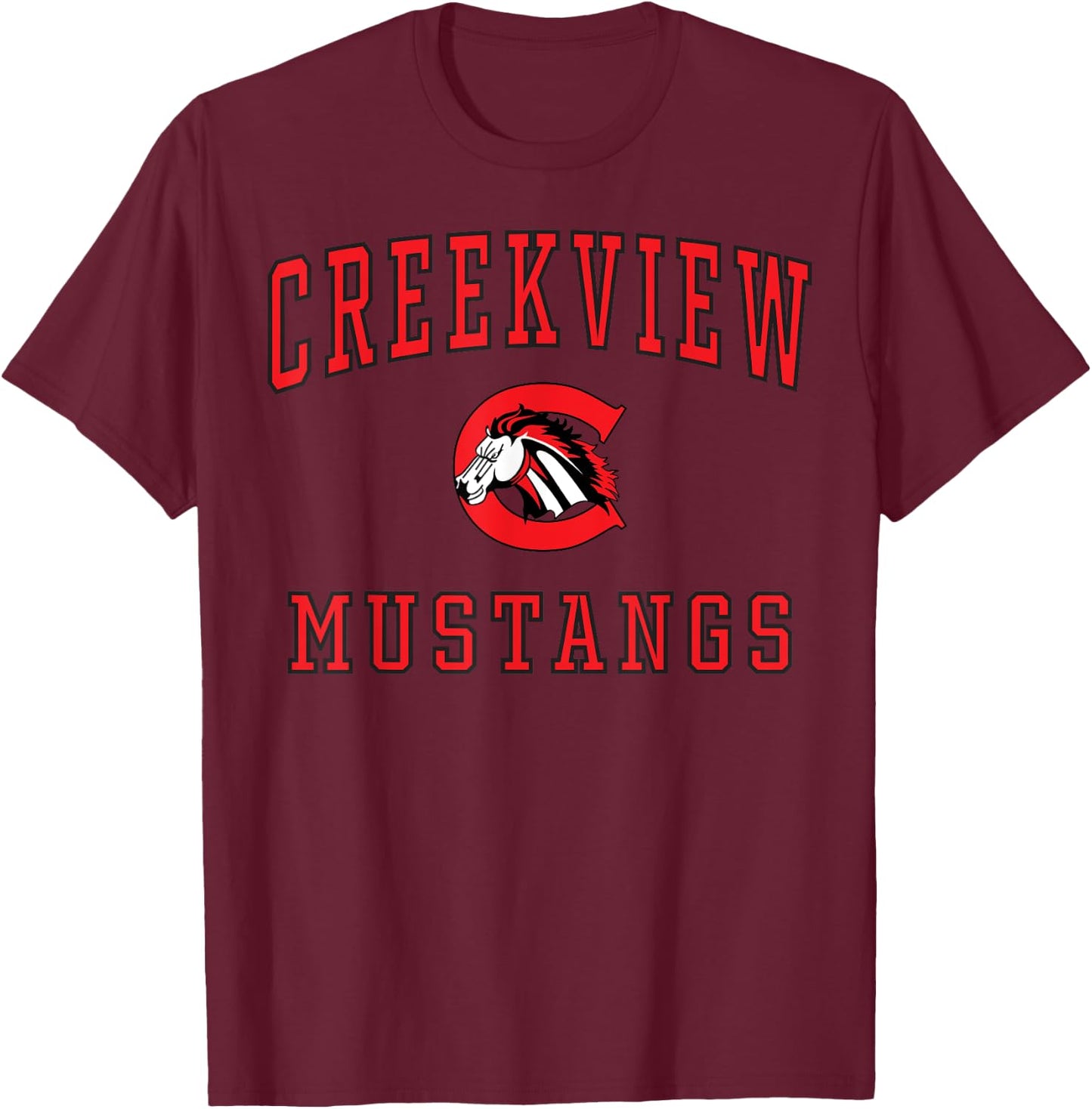Creekview High School Mustangs C1 T-Shirt - T-Shirt | Maroon