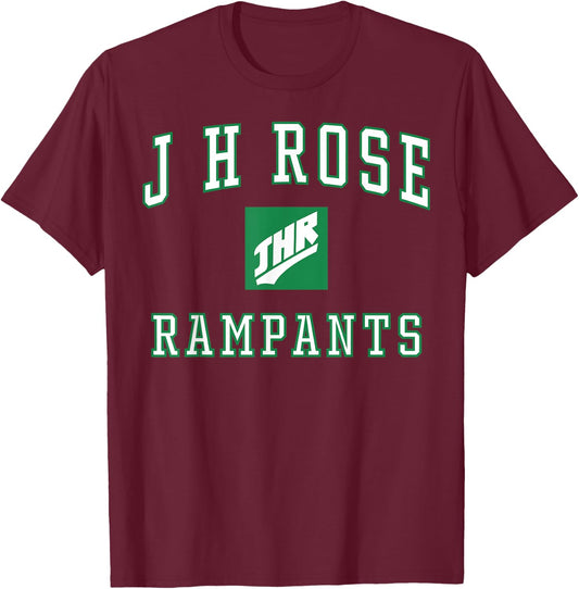 J H Rose High School Rampants C1 T-Shirt - T-Shirt | Maroon
