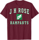 J H Rose High School Rampants C1 T-Shirt - T-Shirt | Maroon