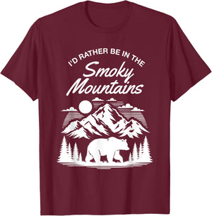 I'd Rather Be In Smoky Mountains National Park Bear Hiking T-Shirt - T-Shirt | Maroon