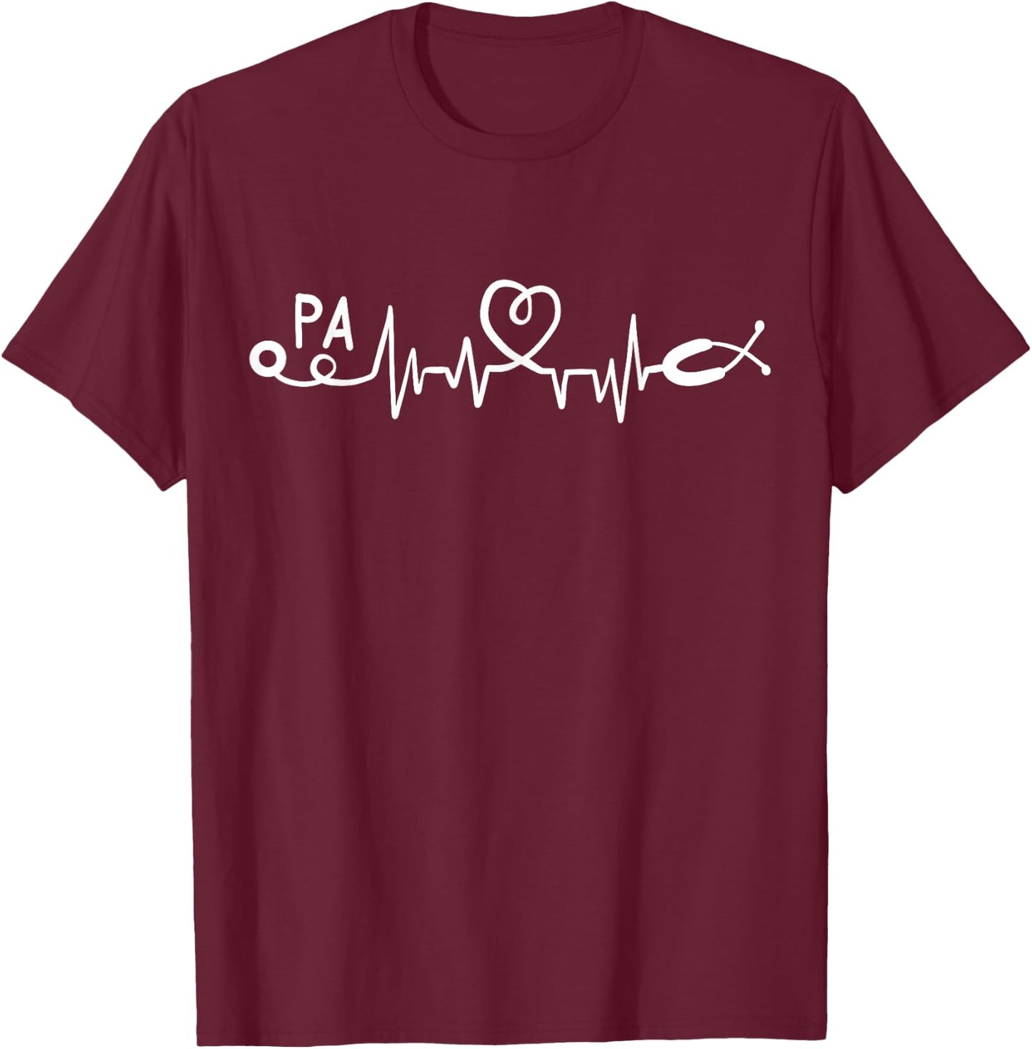 PA Doctor Assistant Heartbeat Gift T-Shirt - T-Shirt | Maroon
