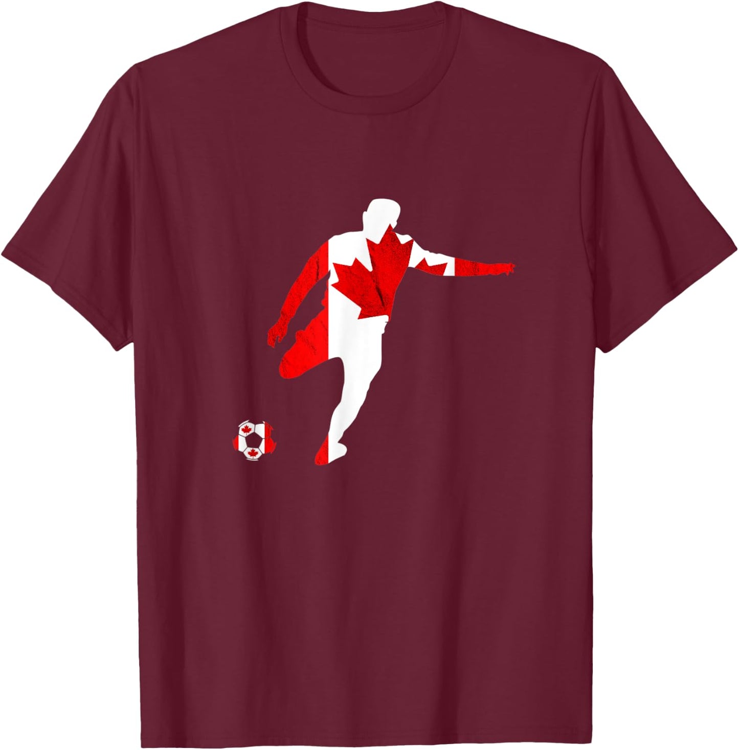 Canadian Soccer Team Maple Leaf Canadian Pride Canada Flag T-Shirt - T-Shirt | Maroon