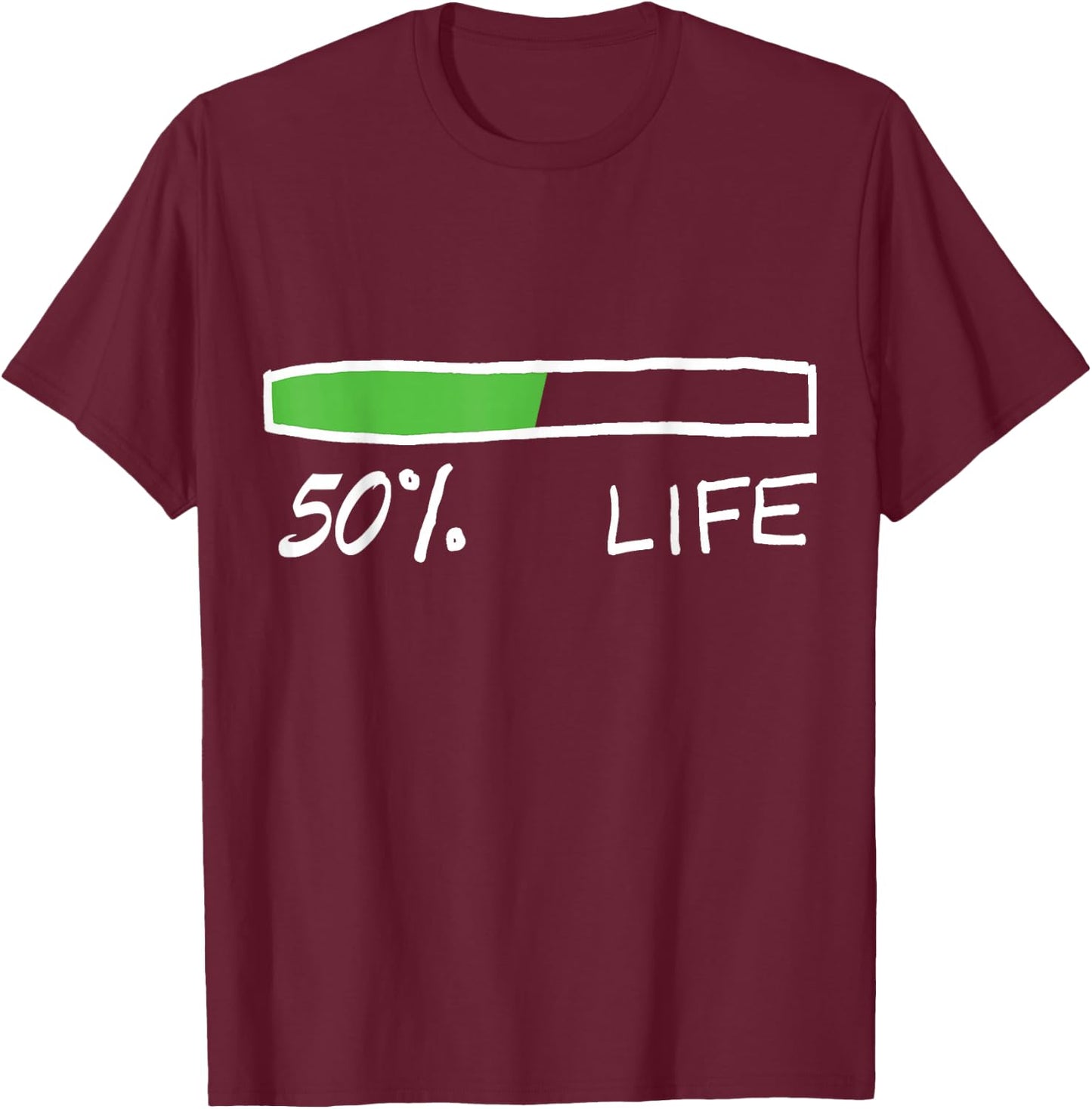 Nas Daily 50% Life T-Shirt - T-Shirt | Maroon