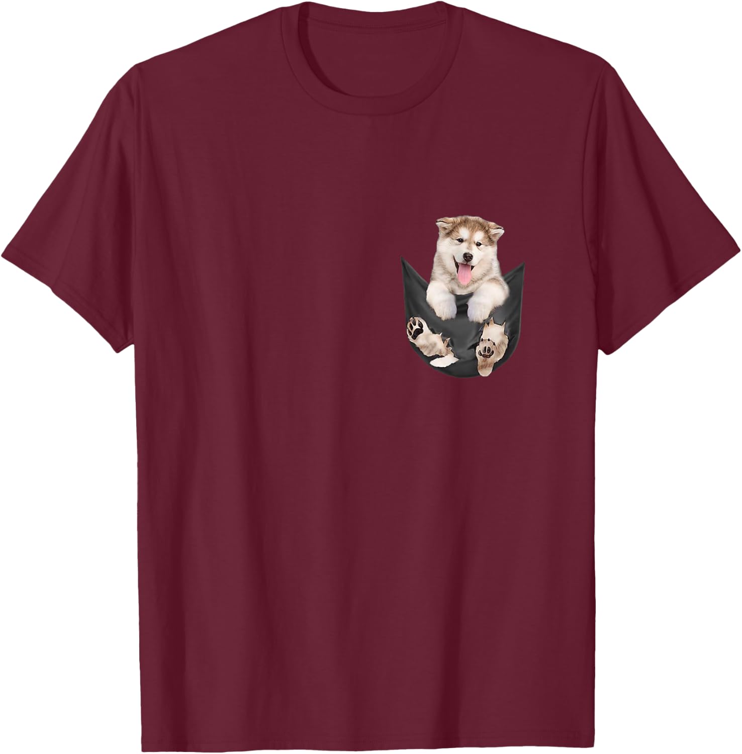 Dog Lovers Gifts Alaskan Malamute In Pocket Funny Dog Face Men Women Kids T-Shirt - T-Shirt | Maroon
